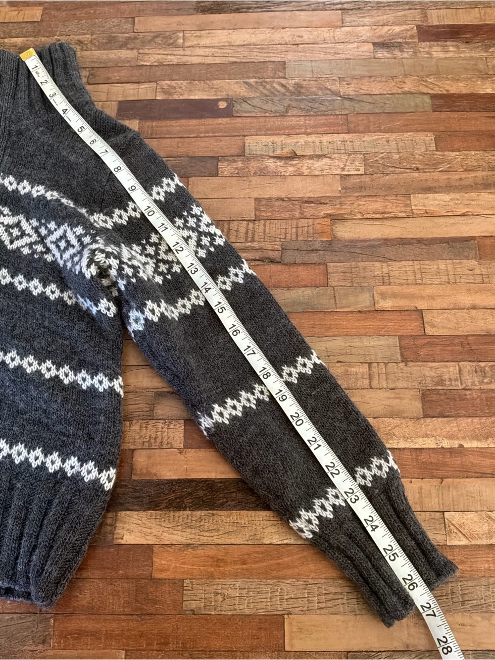 H&M Dark Gray Fair Isle Zip-Neck Knit Sweater - Picture 6 of 8